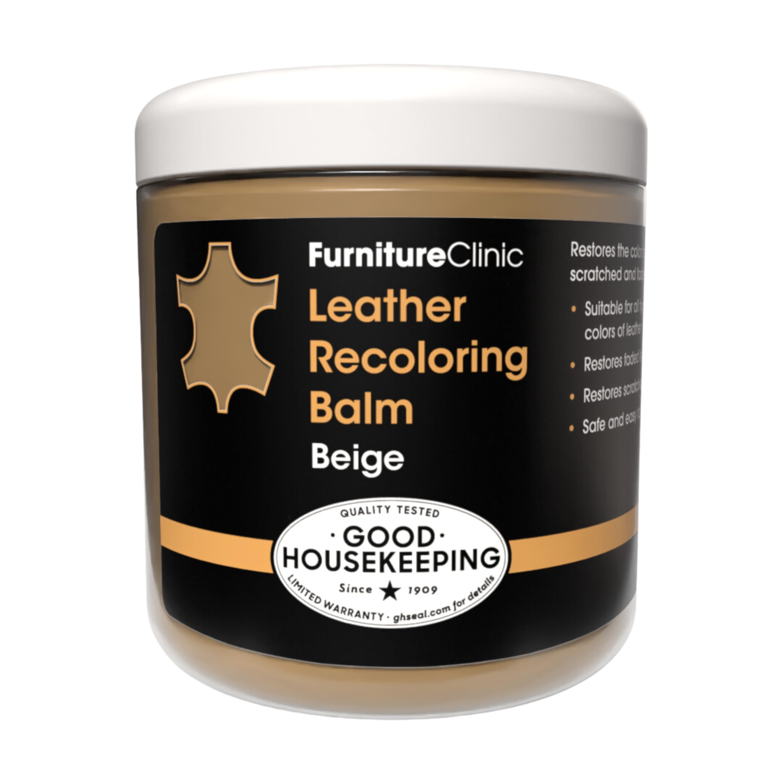 Furniture Clinic Leather Recoloring Balm - Beige Leather Dye for Furniture, Couches & Car Seats - Restore Scratched, Faded & Damaged Leather - Perfect for Home, Office & Vehicle Interior Care