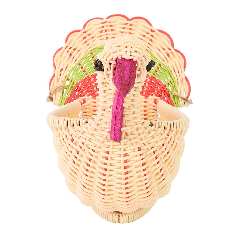 Mini Cute Turkey-Shaped Woven Storage Basket - Desktop Fruit, Candy & Snacks Holder - Home Decoration & Display Organizer for Kitchen, Office, Party & Holiday Decor