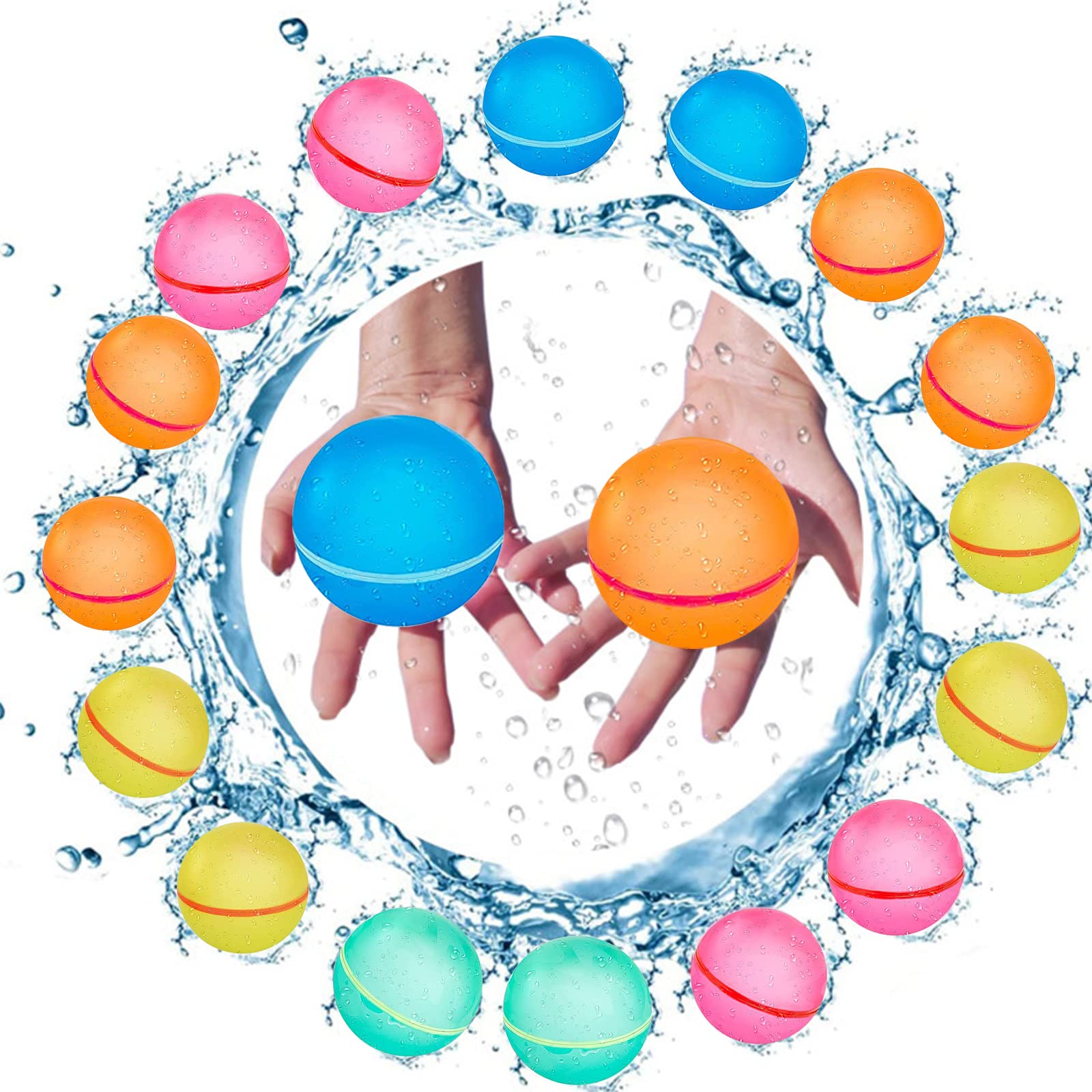 **Reusable Water Balloons - 12 Pack Self-Sealing Silicone Splash Balls for Kids 4-12 | Quick Fill Water Bombs for Outdoor Summer Fun, Pool Parties, Beach Games & Backyard Activities**