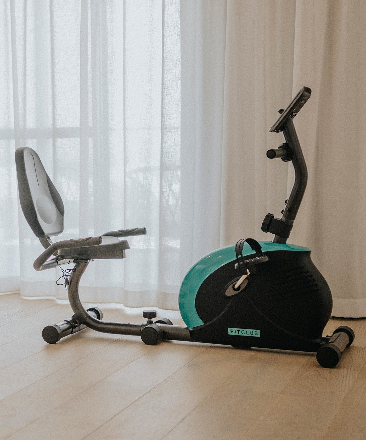 FitClub Recumbent Exercise Bike for Home Gym - Comfortable Indoor Cycling Bike with Adjustable Seat & LCD Display - Perfect for Seniors, Physical Therapy & Low-Impact Cardio Workouts