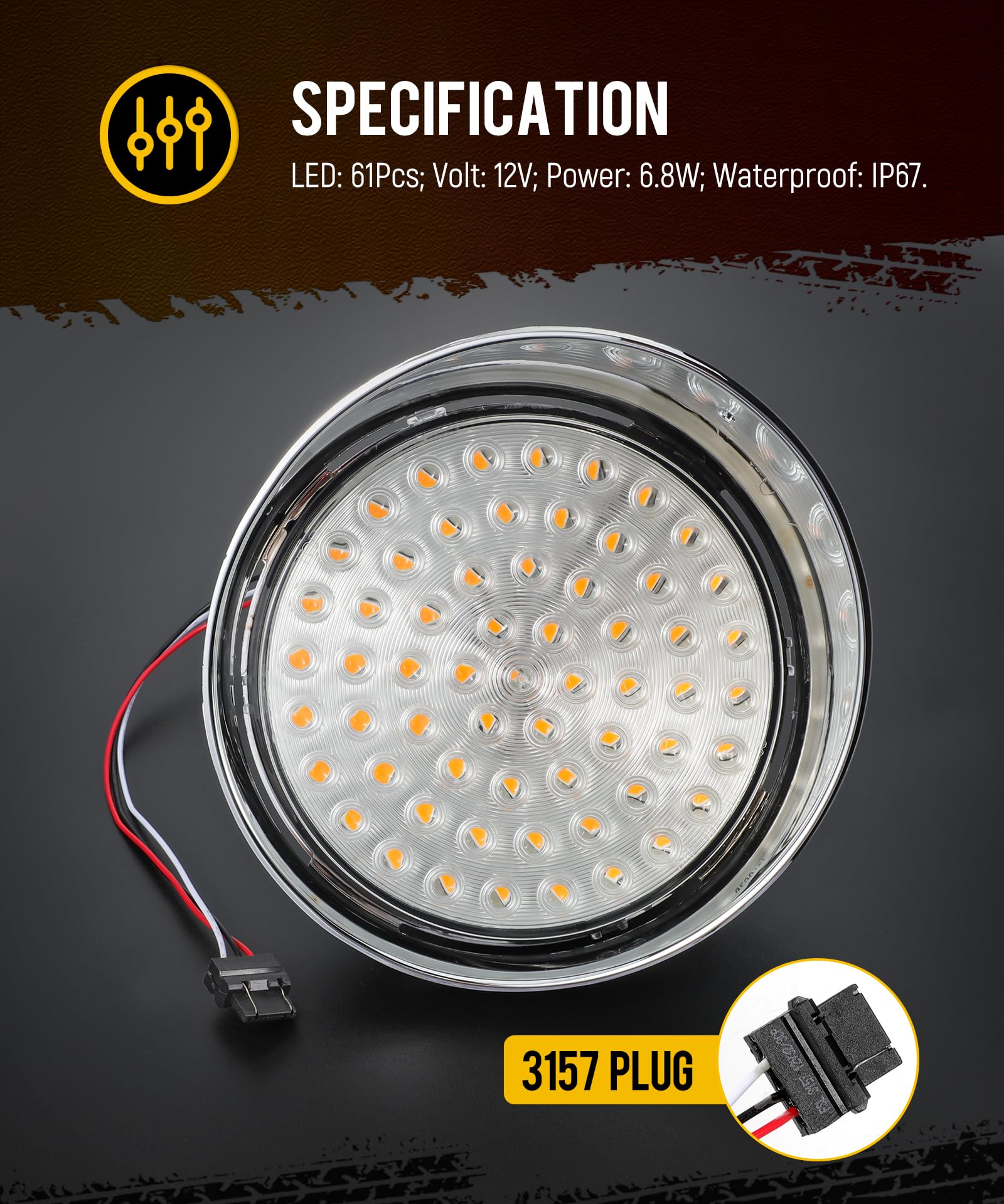 Partsam 1 Pair Amber 61 LED Daytime Running Lights with Clear Lens - Replacement for Freightliner Century Trucks 1996-2005 | DRL Lights for Enhanced Visibility & Safety on the Road