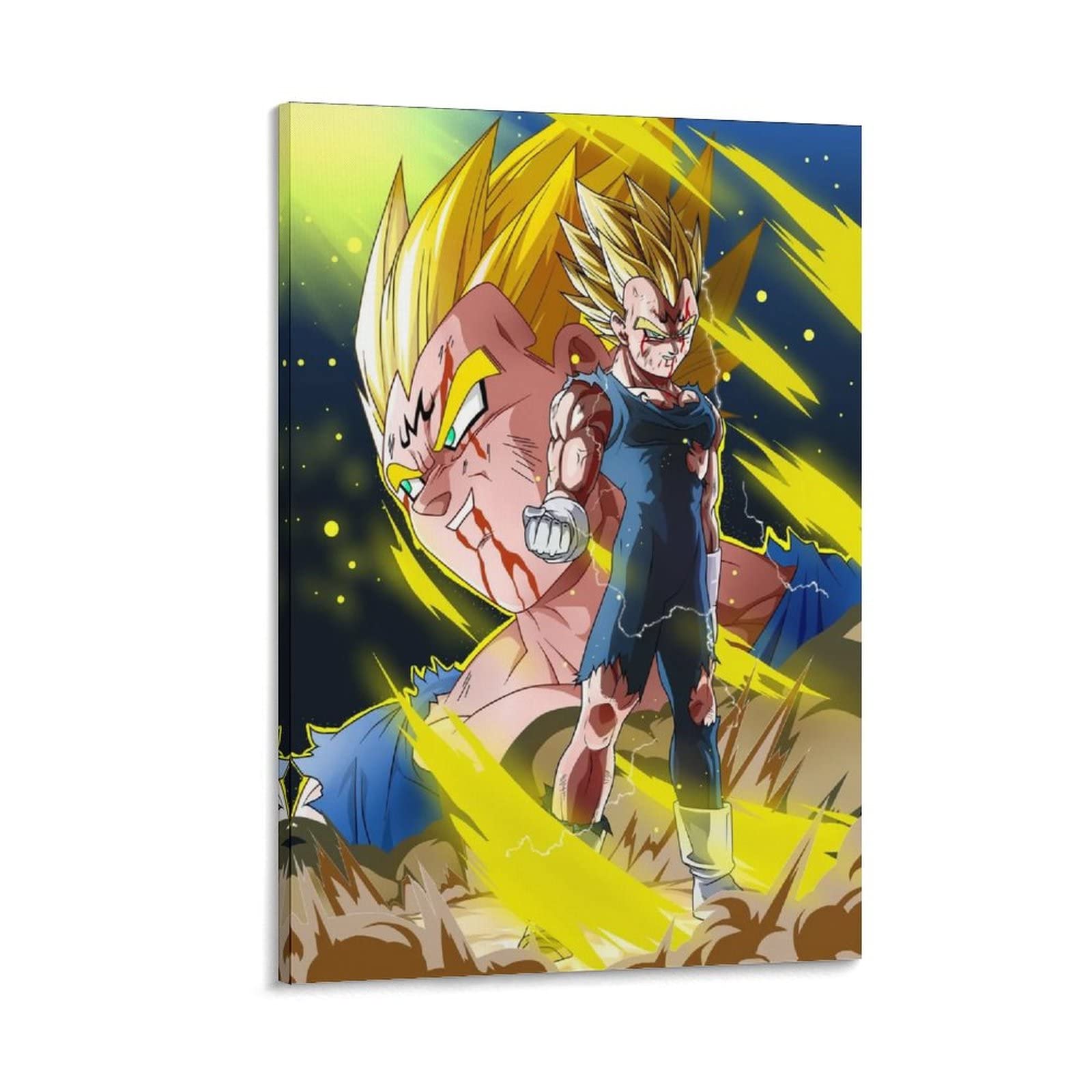 OWNBRAND Furious Majin Vegeta Anime Wall Art Poster - Premium Canvas Painting Decor for Living Room & Bedroom - 24x36 Inches (60x90cm) - Perfect for Anime Fans, Gaming Rooms & Man Cave Decor