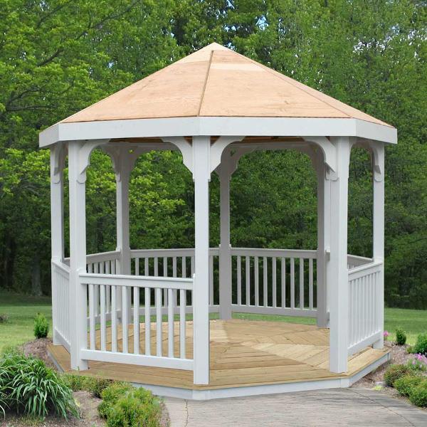 10 ft Vinyl Gazebo with Waterproof Canopy - Outdoor Patio, Garden, Backyard Shade Shelter for Parties, Camping & Relaxation