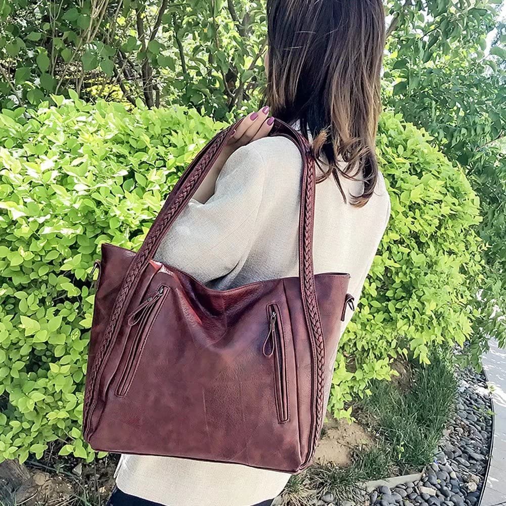 Mudono Women's Large Capacity Leather Top Handle Tote Bag - Vintage Crossbody Shoulder Bag Purse for Work, Travel & Daily Use