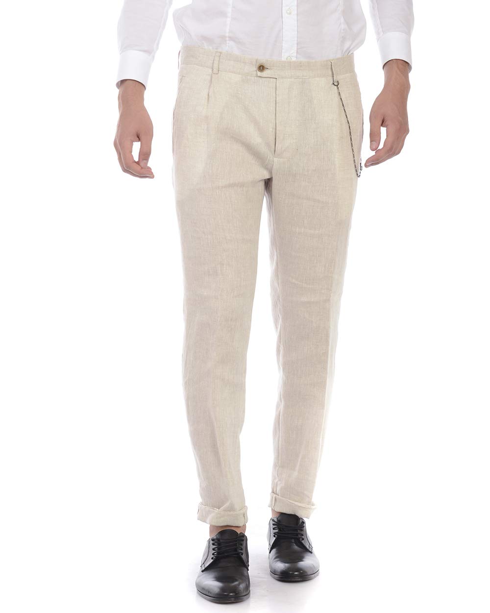 DANIELE ALESSANDRINI Men's Beige ELIVIS 95 CAT Pants P2994S14903802 - Comfortable Casual Trousers for Office, Travel & Everyday Wear