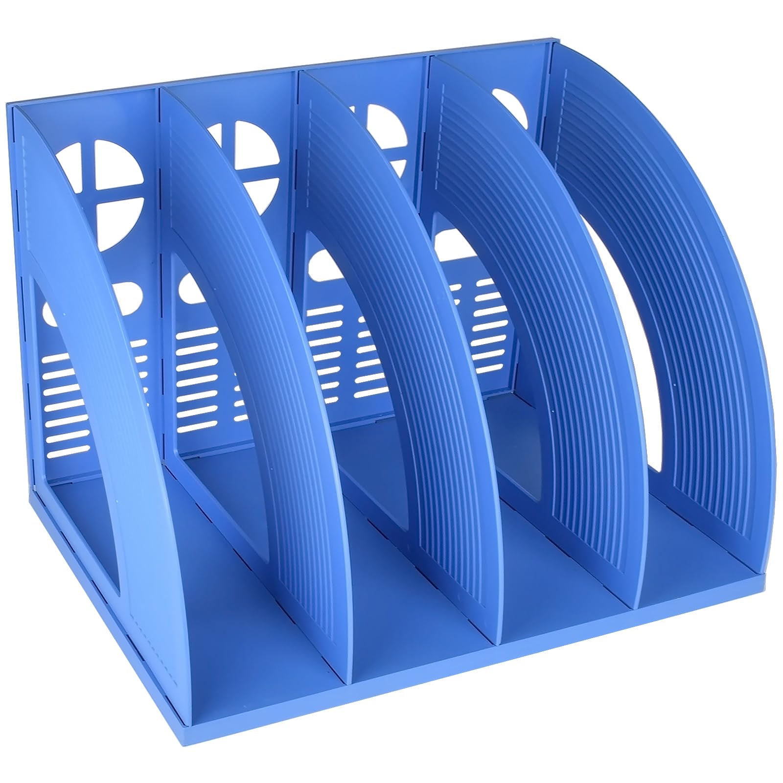 SAYEEC 4-Tier Plastic Magazine Holder - Vertical A4 File Organizer for Documents, Papers, and Magazines - Sturdy Desk Storage for Office, Home & School - Space-Saving Blue Organizer Box (Perfect for Clutter-Free Workspaces & Bookshelves)