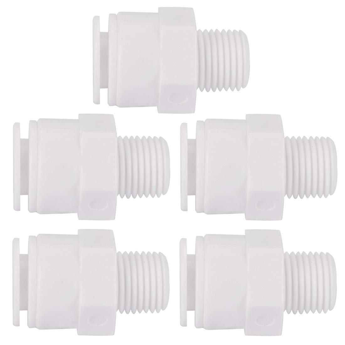 5pcs 1/4 Inch BSP Male to 3/8 Inch OD Straight Quick Connect Water Fitting - Push-in Tube Connector for RO Reverse Osmosis System, Water Purifier, and Plumbing Applications