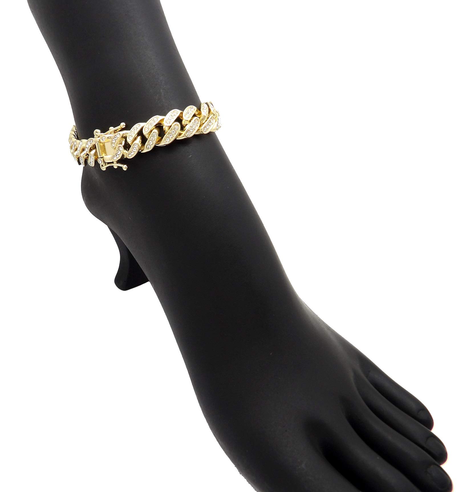 18K Gold Plated Women's Cuban Chain Anklet - 12mm Wide 9.5