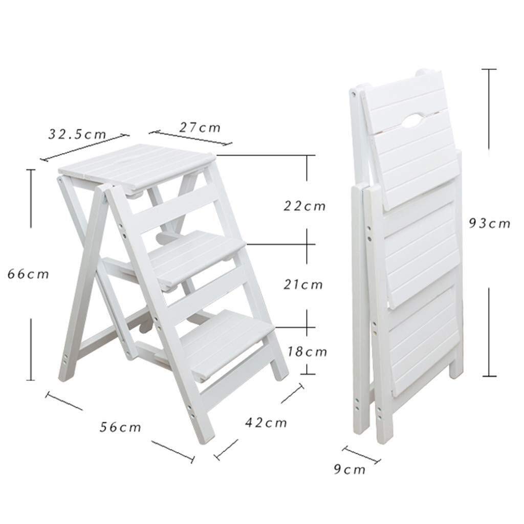 KAZUP Wooden Step Stool for Adults - Foldable Kitchen Step Ladder with Wide Pedal - Non-Slip Indoor Climbing Stool for Home, Bathroom, and Pantry Organization - Perfect for Reaching High Shelves and Cabinets