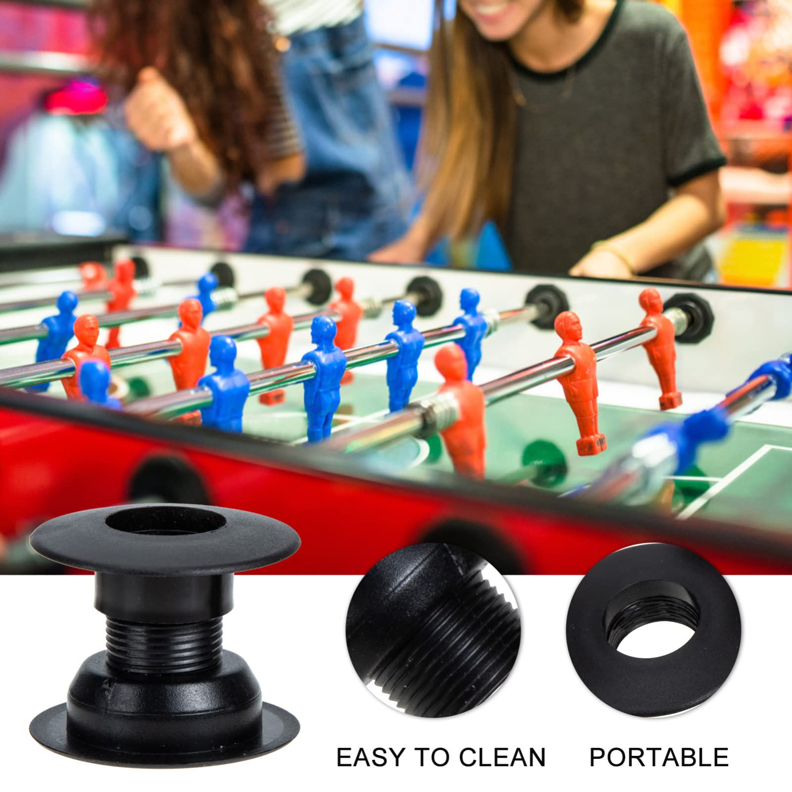 BESPORTBLE 16-Piece Soccer Rod Accessories Set - Replacement Foosball Post Covers, Rubber Caps & Plugs for Table Football Machines | Universal Fit for Iron Foosball Poles | Safety Black End Caps - Perfect for Home Game Rooms, Bars & Arcades