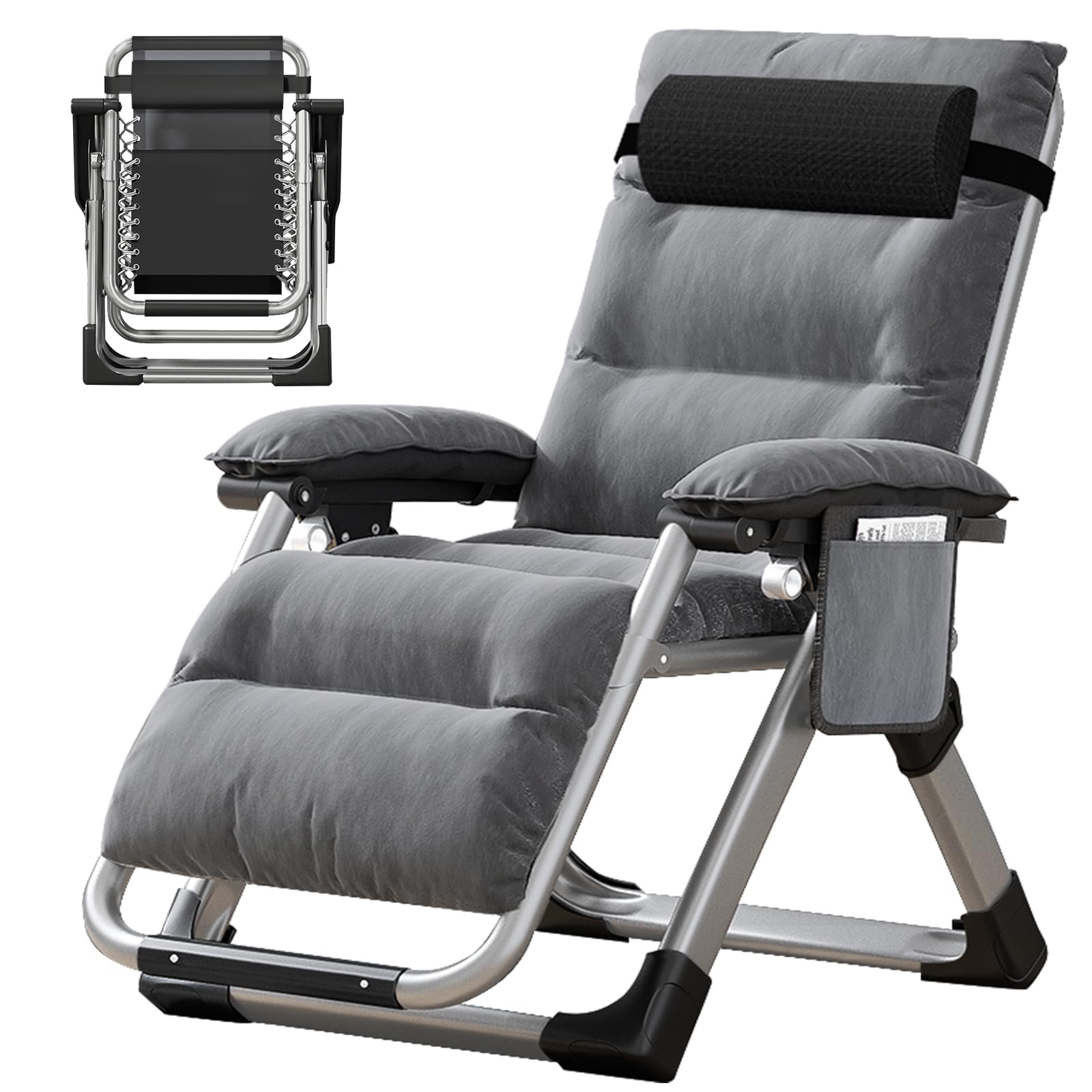 Premium Zero Gravity Lounge Chair with Adjustable Reclining & Detachable Cushion - Outdoor Patio Recliner with Side Tray for Poolside, Beach, Camping & Backyard Relaxation - Foldable Design for Easy Storage & Portability