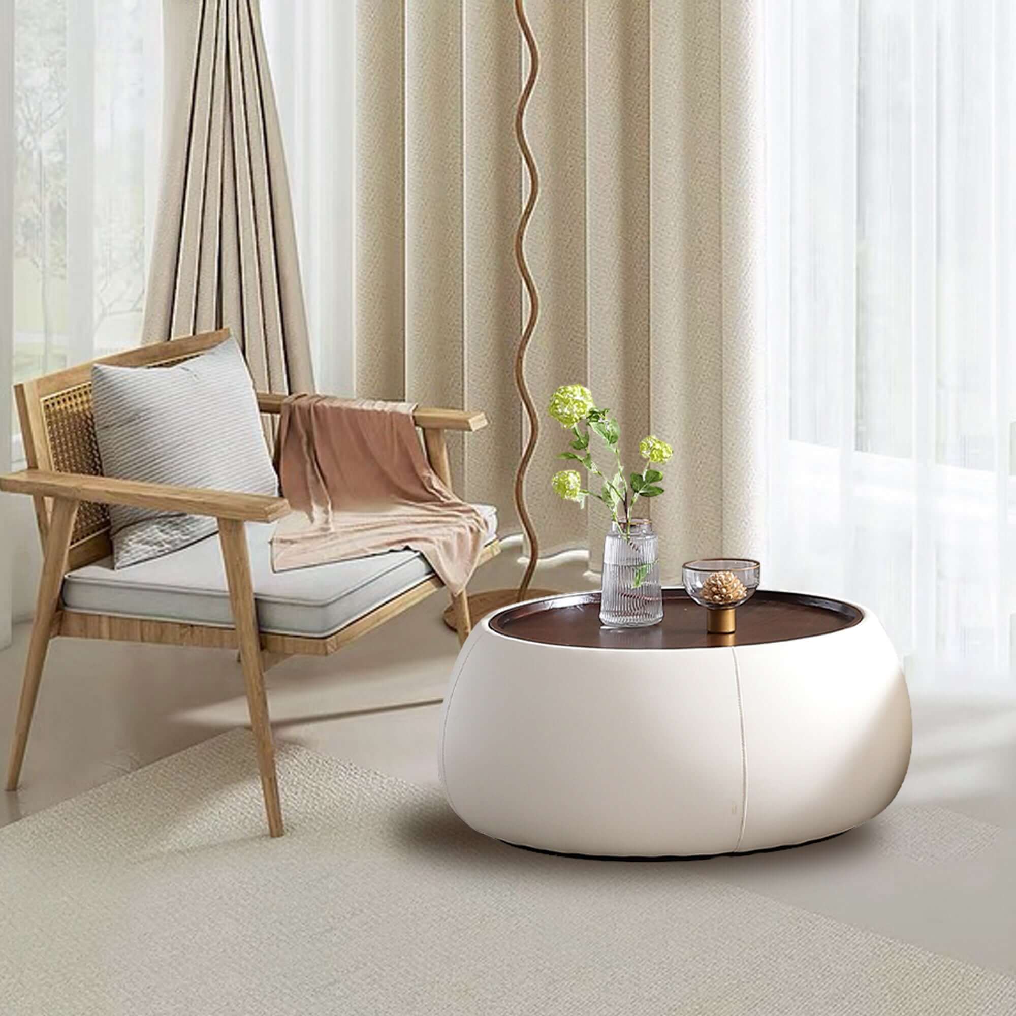 Modern Round Coffee Table with Storage - Light Luxury Design for Living Room, Office & Lounge Areas - Perfect for Small Spaces & Home Decor