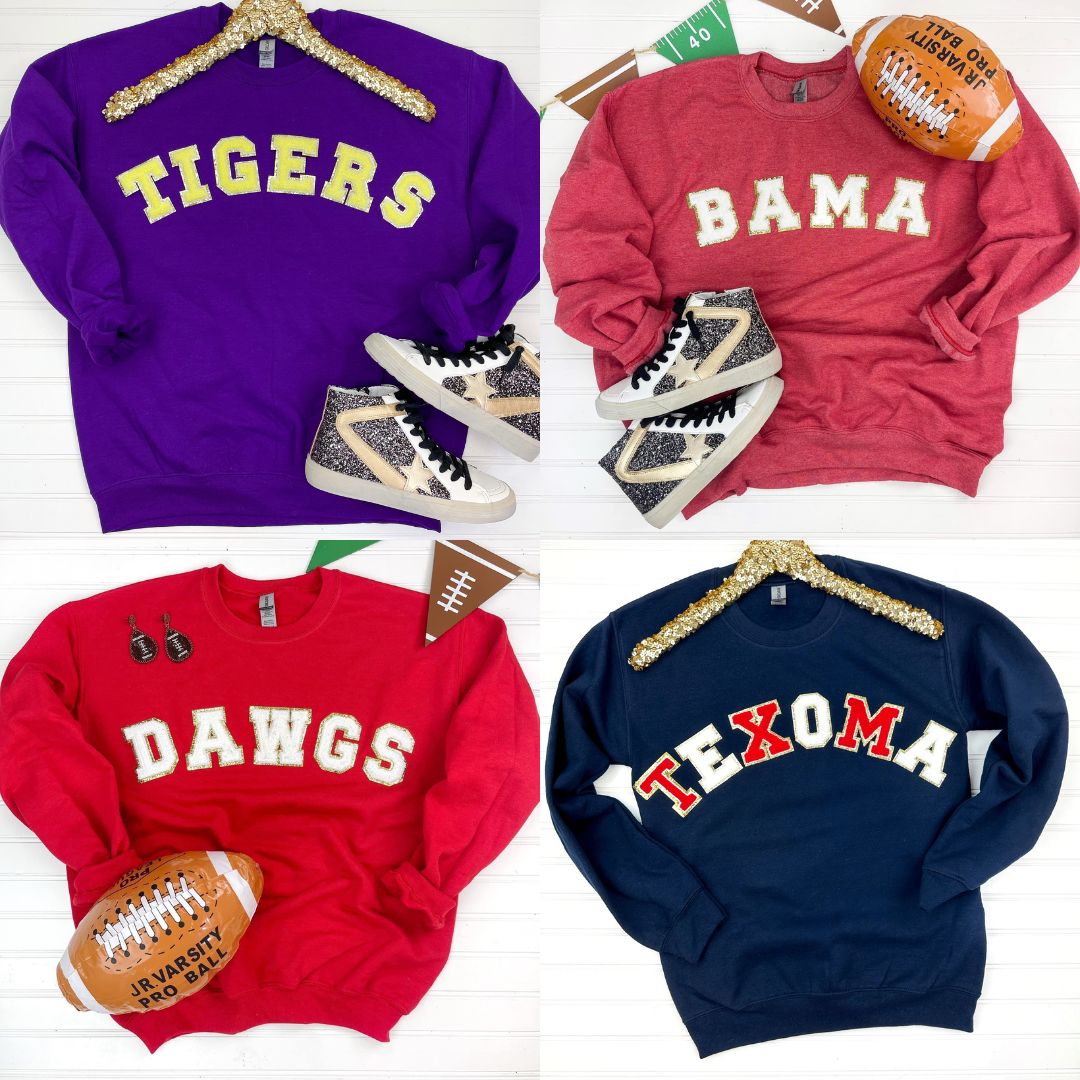 Game Day Patch Sweatshirt - Comfortable Vintage Style Pullover for Sports Fans | Perfect for Football, Basketball & Tailgating Events