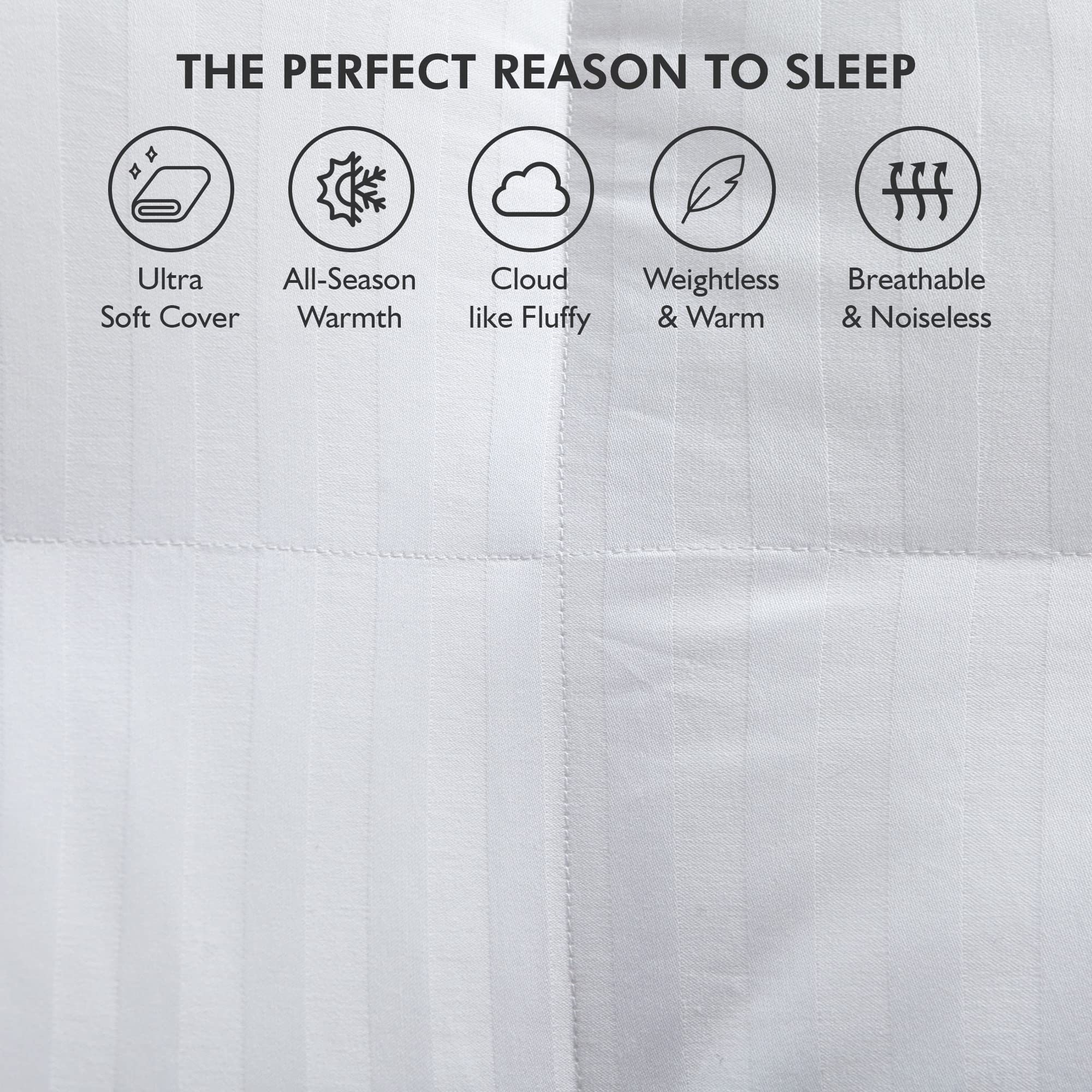 Premium King Size Goose Down Feather Comforter - 100% Egyptian Cotton Cover, 70oz Fill Weight - Ultra Soft & Hypoallergenic Bedding for All Seasons | Perfect for Master Bedrooms, Guest Rooms & Luxury Hotels (King, White Stripe)