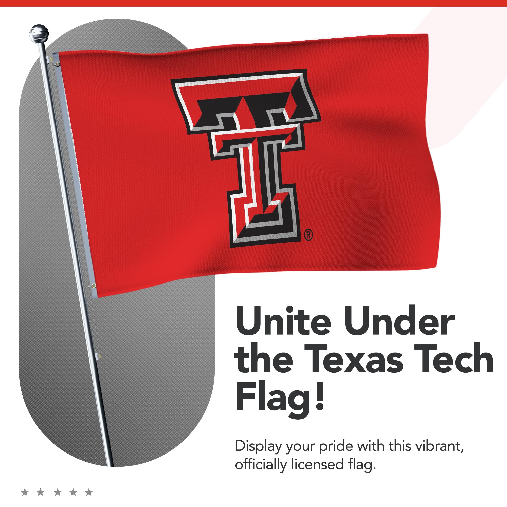Texas Tech Red Raiders 3' x 5' NCAA Licensed Nylon College Sports Flag - Durable Outdoor/Indoor School Banner for Game Day, Tailgating & Home Decor (Red, Black, White)