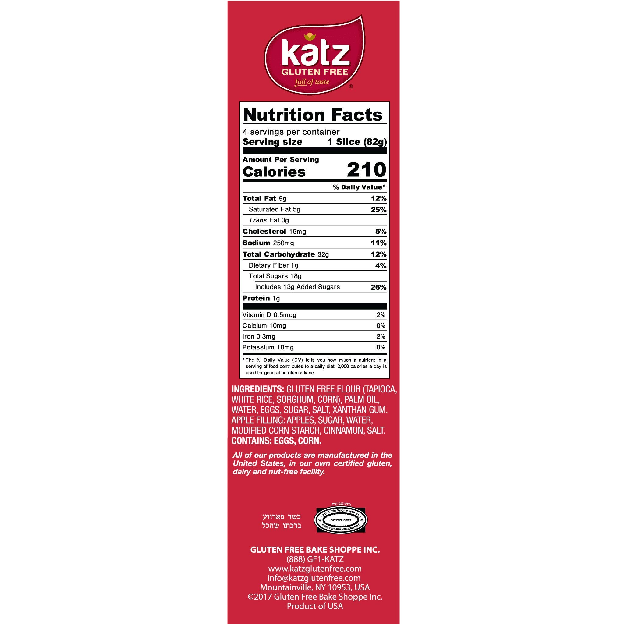 Katz Gluten Free Personal Size Apple Pie - Dairy Free, Nut Free, Soy Free, Kosher Certified (3 Pack, 11.5 oz Each) | Perfect for School Lunches, Travel Snacks & Celiac-Friendly Desserts