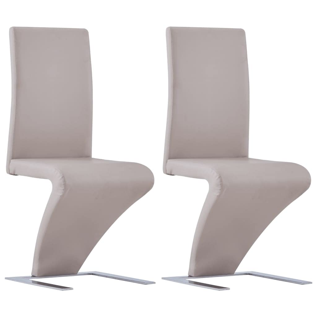 CHARMMA Modern Dining Chairs Set of 2 - Cappuccino Faux Leather Upholstered Zigzag Back Design - Perfect for Kitchen, Dining Room, Breakfast Nook & Small Spaces