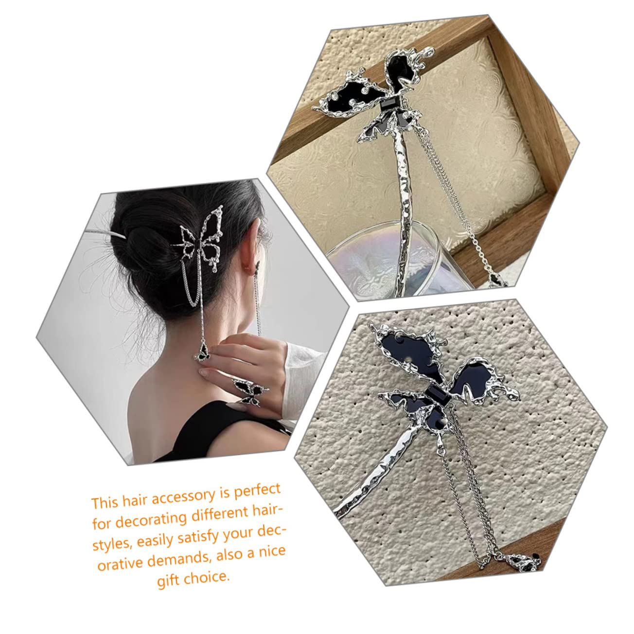 POPETPOP 5-Piece Metal Hair Clip Set - Elegant Bridal Hairpins, Barrettes & French Hair Forks for Women | Perfect for Weddings, Hanfu Styling & Everyday Hair Accessories