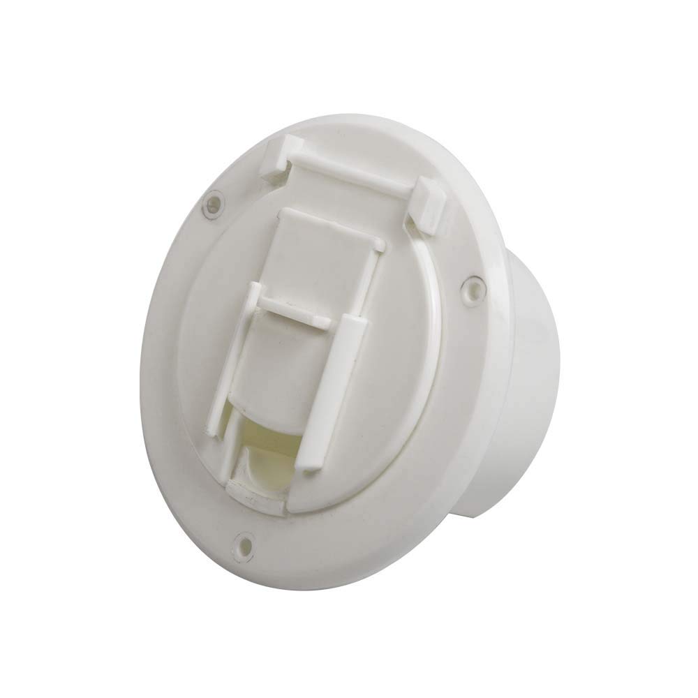 RVA1570 30 Amp White Round Electric Cable Hatch with Back Cover - Durable Power Cord Access Port for RV, Marine & Outdoor Electrical Installations