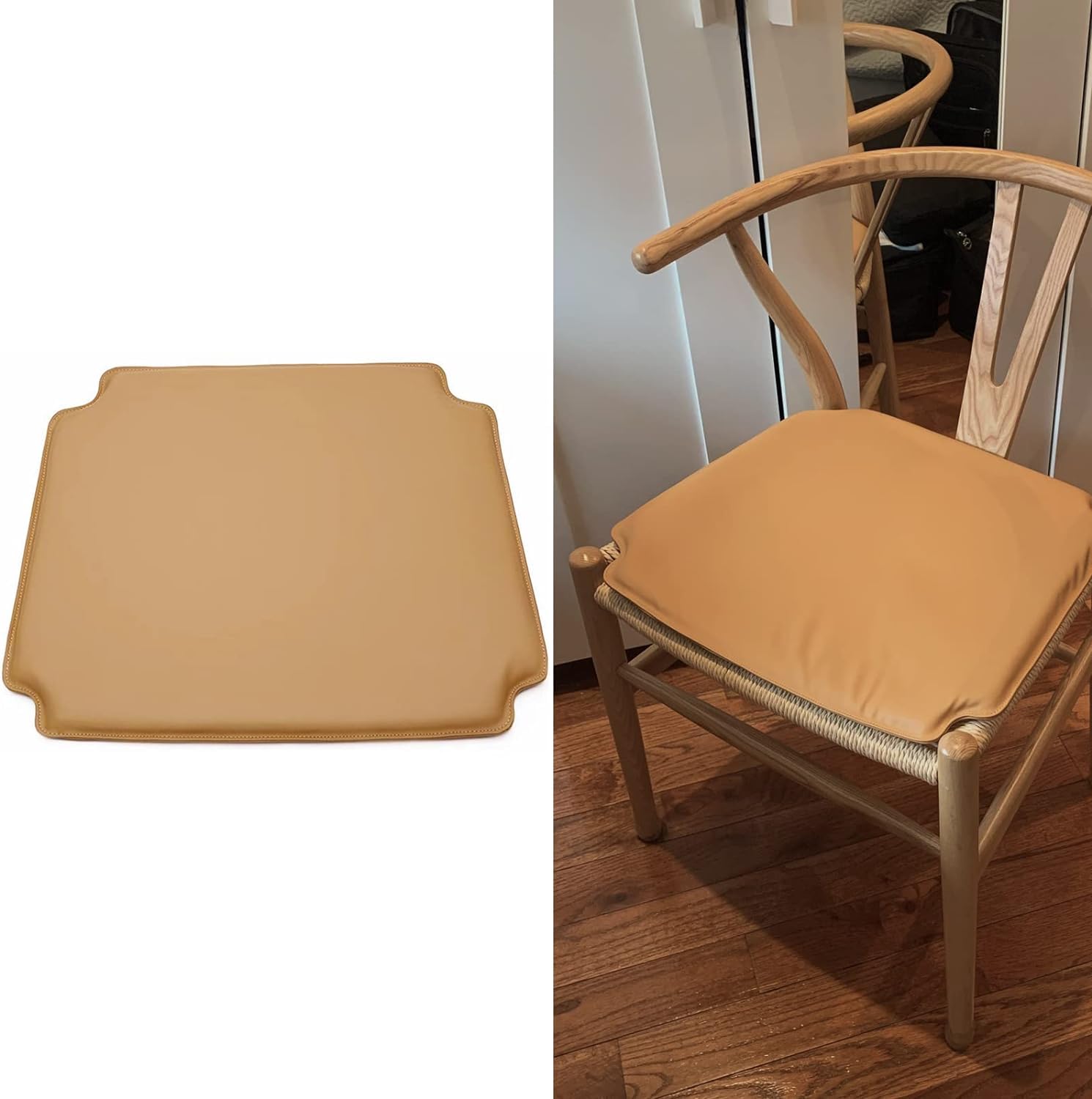 Premium PU Foam Wishbone Chair Cushion - Comfortable Seat Pad for Hans Wegner CH24 Y Chair (Brown) | Home Office, Dining Room & Lounge Decor Accessory