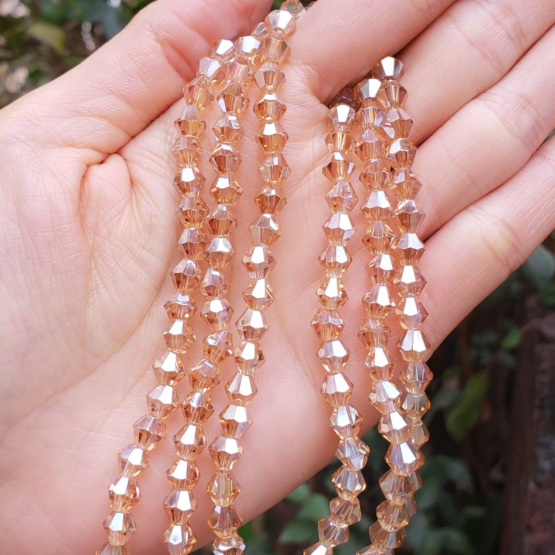 6mm Czech Faceted Bicone Crystal Glass Loose Beads - 10 Strands (430-460pcs) Golden Shadow Spacer Beads for DIY Jewelry Making, Bracelets, Necklaces & Craft Projects - Bulk Wholesale Beads