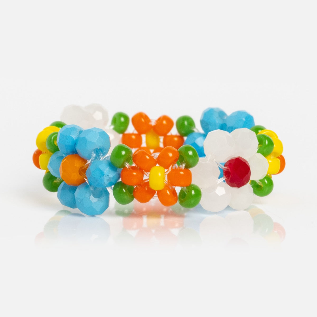 Beaded Flower Ring for Women - Handmade Boho Floral Jewelry - Perfect for Weddings, Parties & Everyday Wear