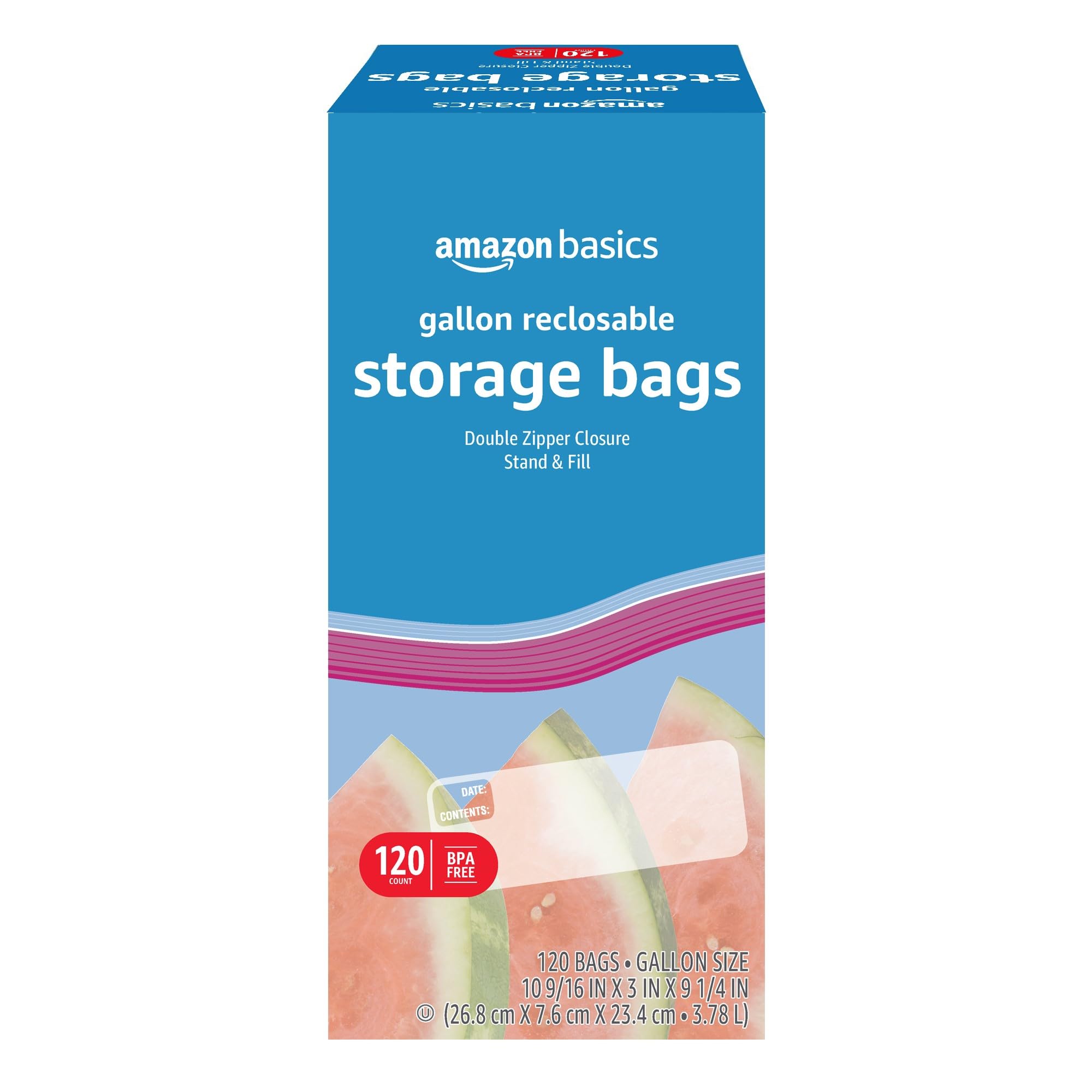 Amazon Basics Gallon Food Storage Bags, 120 Count - Freezer Safe, BPA Free, Heavy Duty Plastic Bags for Meal Prep, Leftovers & Bulk Food Storage - Perfect for Home, Kitchen & Camping Use