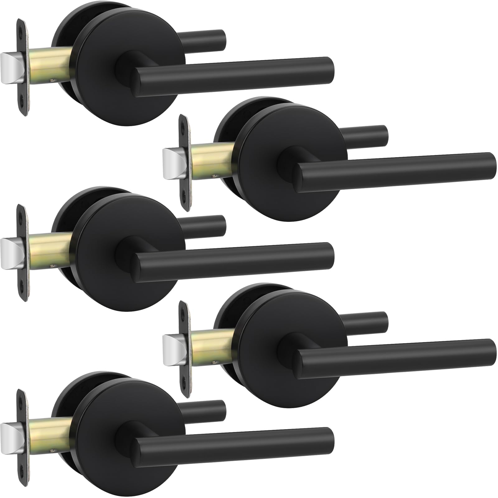 Haidms 5-Pack Matte Black Door Handles - Closet & Passage Door Levers - Durable Hallway, Laundry Room & Closet Hardware for Smooth Operation & Stylish Home Decor