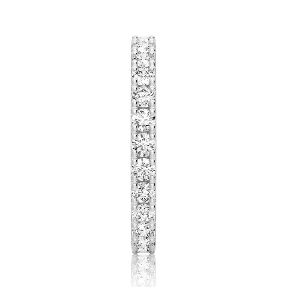 Exquisite French Pave Round Cut Moissanite Eternity Band - 14K White Gold Wedding Ring for Women, Perfect for Anniversary, Engagement & Bridal Jewelry Gifts