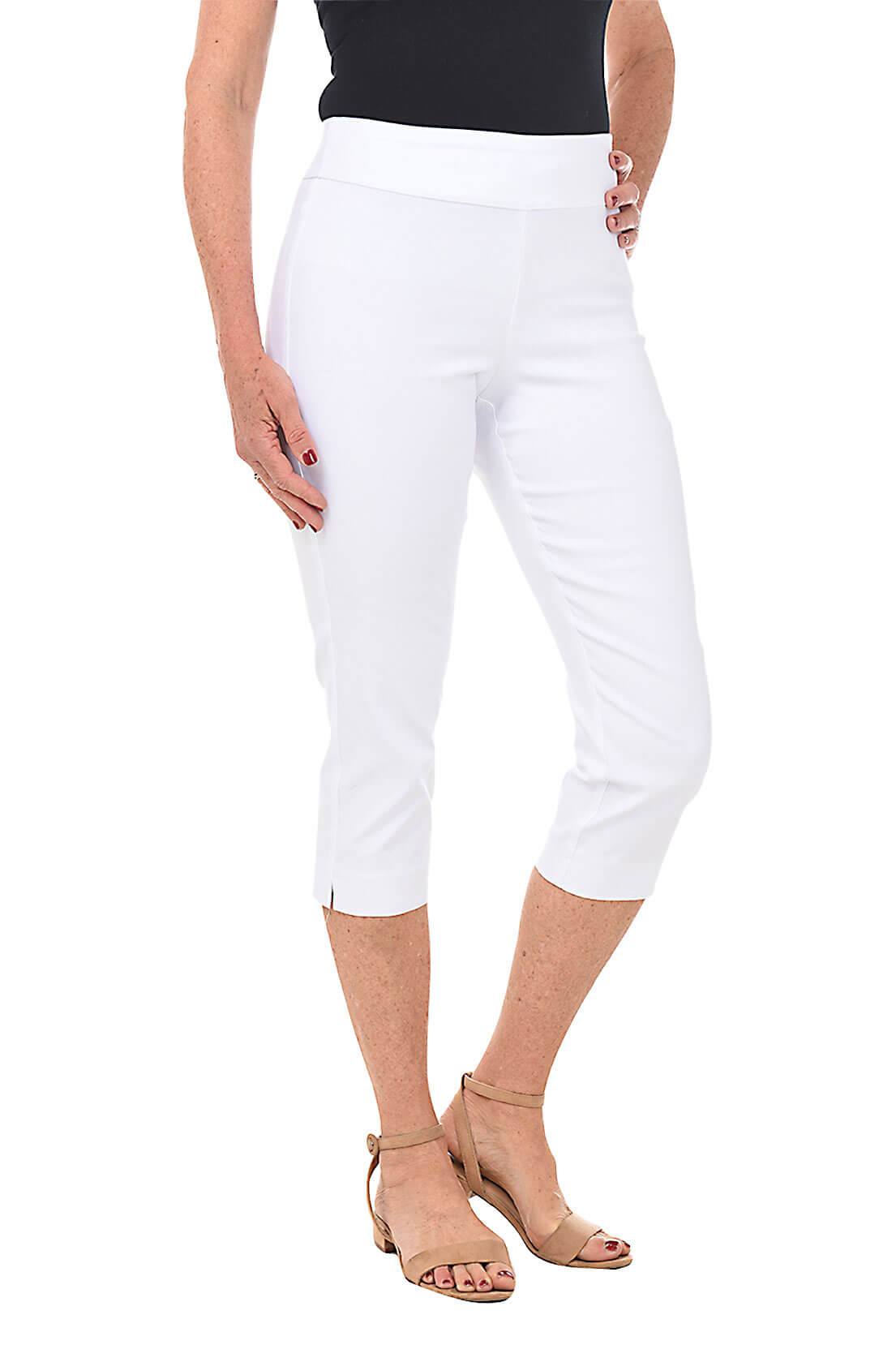 Comfortable Solid Color Pull-On Capri Pants for Women - Perfect for Yoga, Travel & Casual Wear