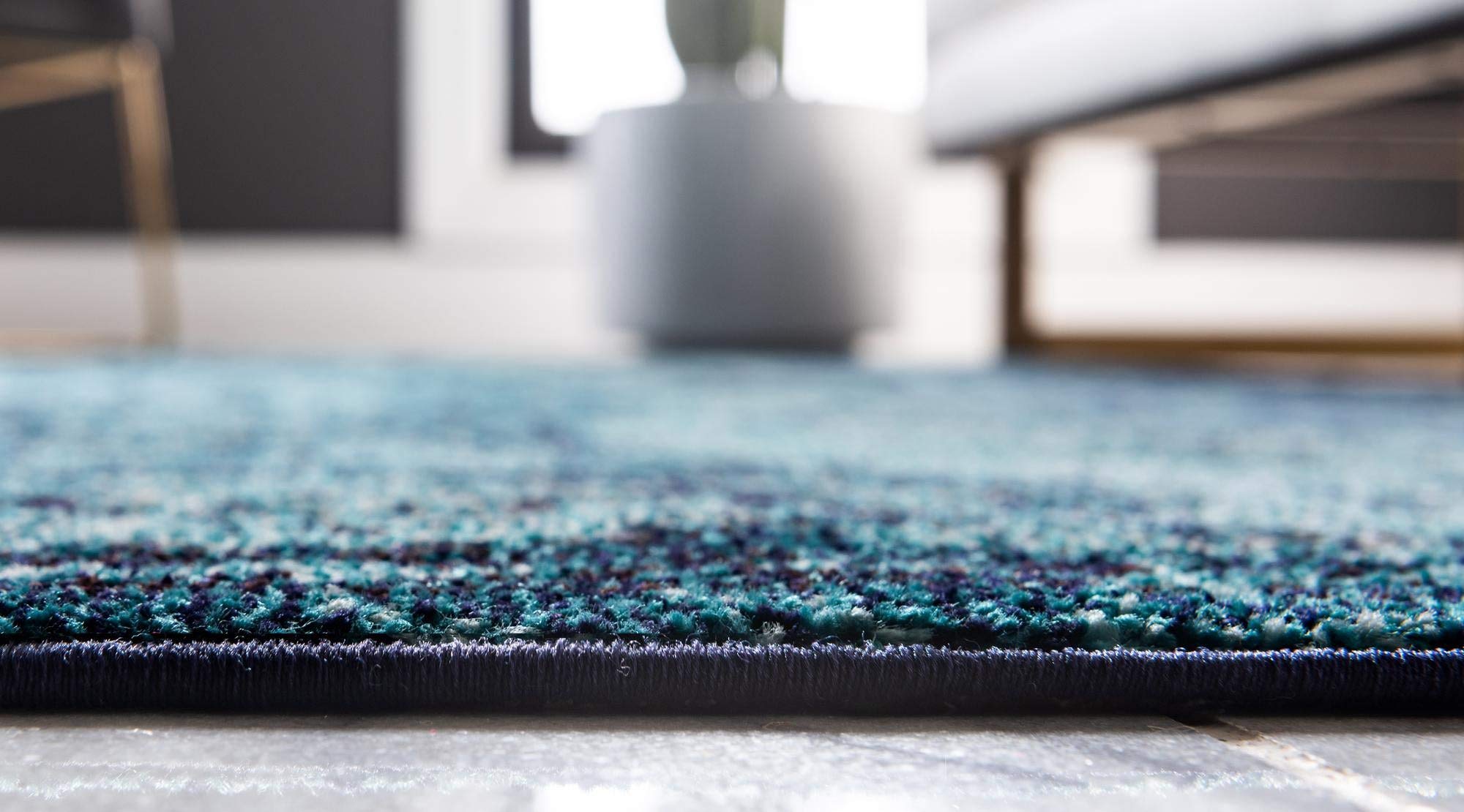 Rugs.com Fleur Collection 10 Ft Runner Rug - Soft Medium-Pile Blue Carpet for Hallways & Entryways | Durable Floor Mat for High Traffic Areas & Home Decor