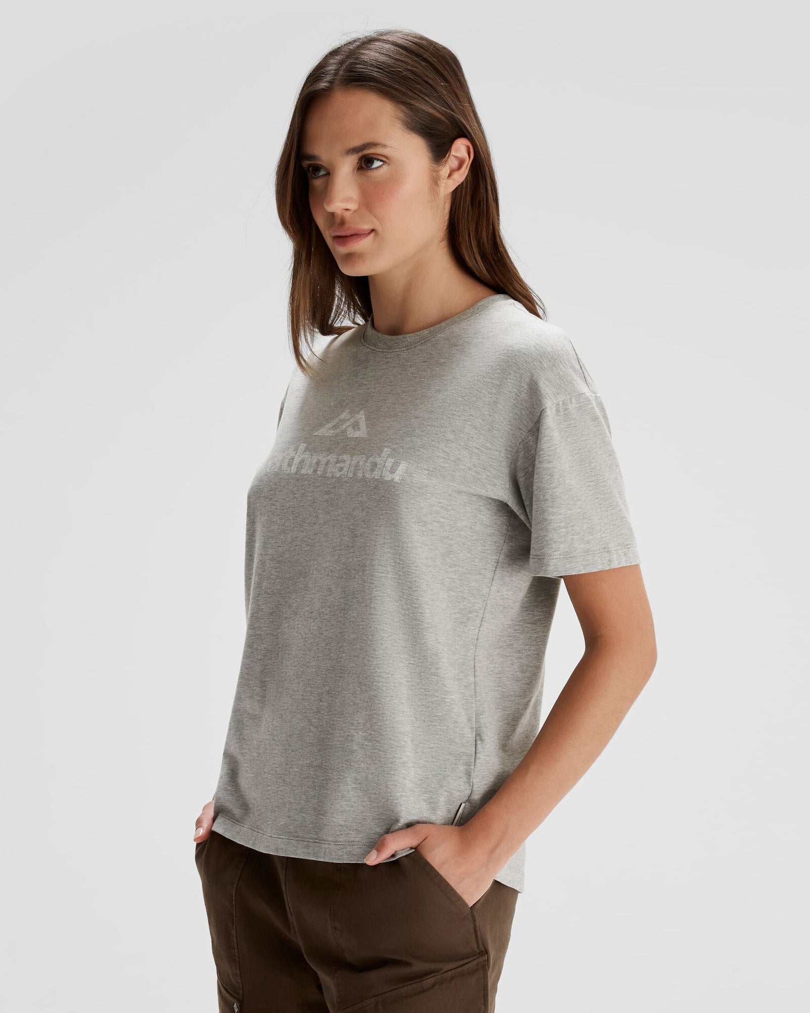 Women's Logo Organic Cotton T-Shirt - Light Grey Marle | Eco-Friendly Casual Wear for Everyday Comfort
