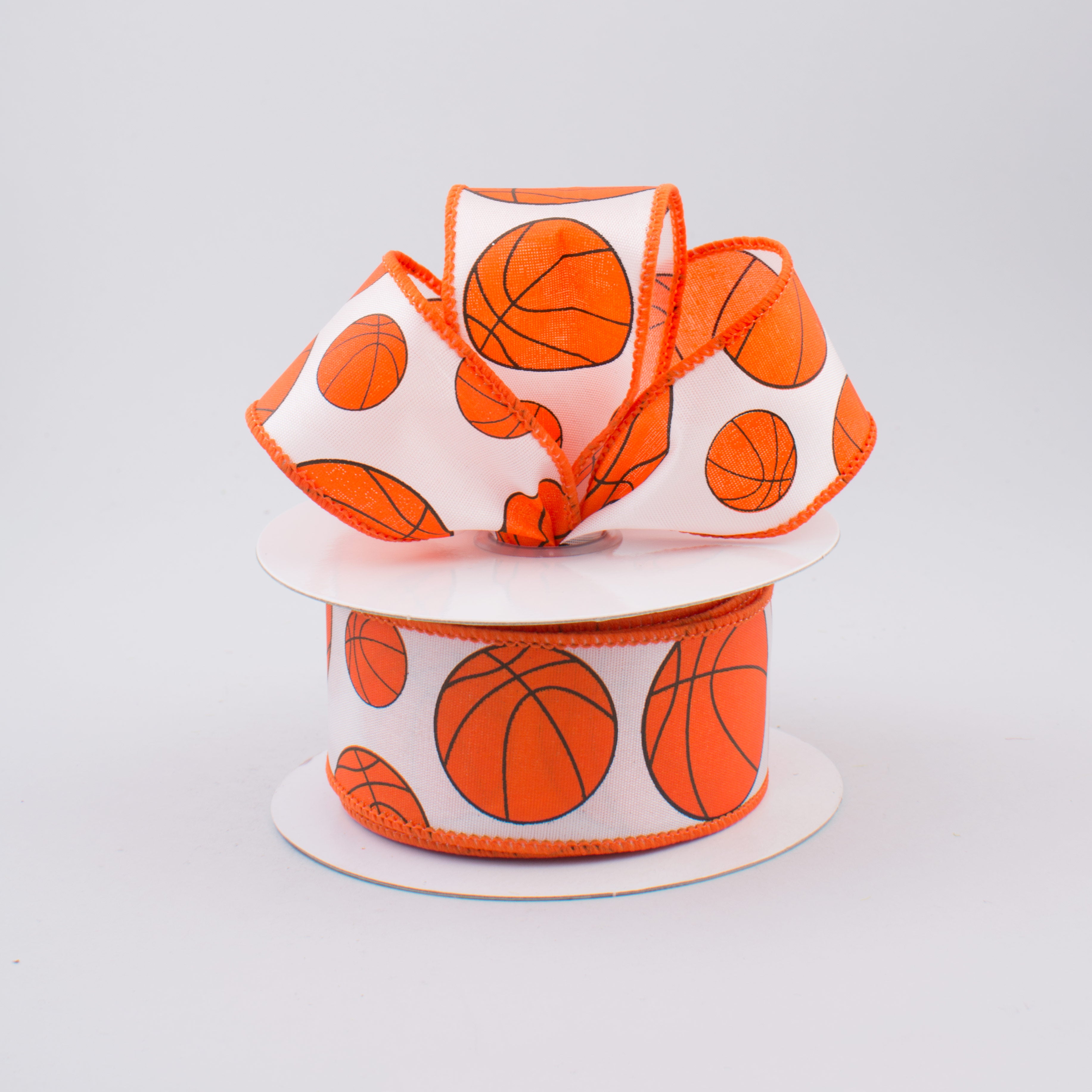 1.5 Inch Orange & Black Basketball Ribbon - 10 Yards Bulk Roll for Sports Decor, Team Spirit, Cheerleading, and Party Supplies