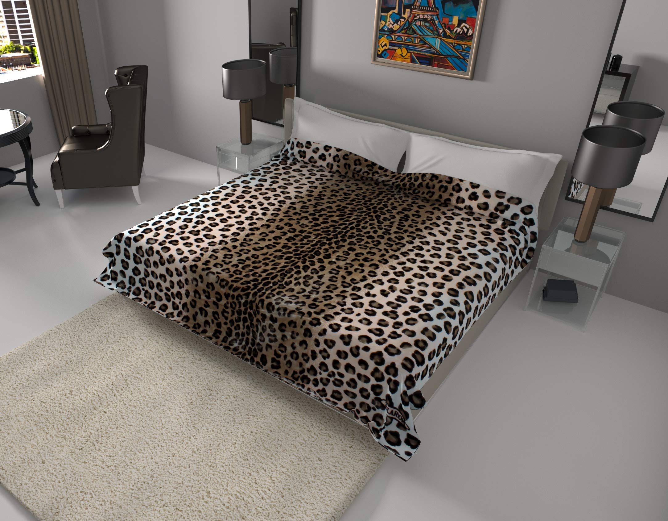 King Size Leopard Print Korean Mink Blanket - Ultra Soft & Warm Luxury Throw for Bed, Sofa, and Winter Coziness