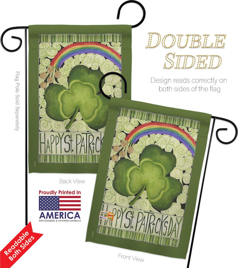St Patricks Day Garden Flag Set - Double-Sided Shamrock Banner for Yard Decor