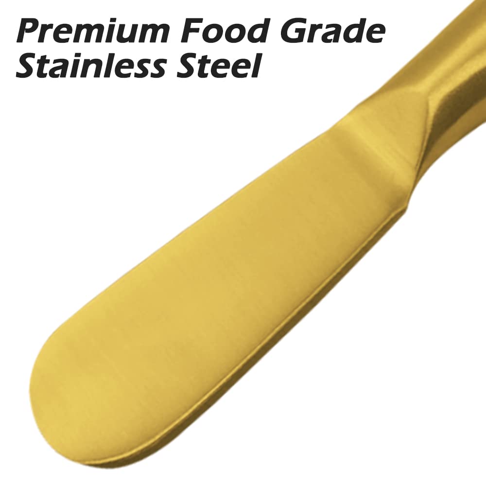 SourceTon 4-Piece Stainless Steel Cheese & Butter Spreader Knives Set - Gold - Perfect for Charcuterie Boards, Wine Parties & Gourmet Cheese Tasting