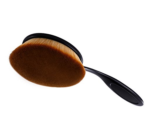 Futaba Big Oval Foundation & Loose Powder Brush - Soft Kabuki Makeup Brush for Flawless Face Application - Perfect for Liquid, Cream & Mineral Powder Cosmetics (Brown)