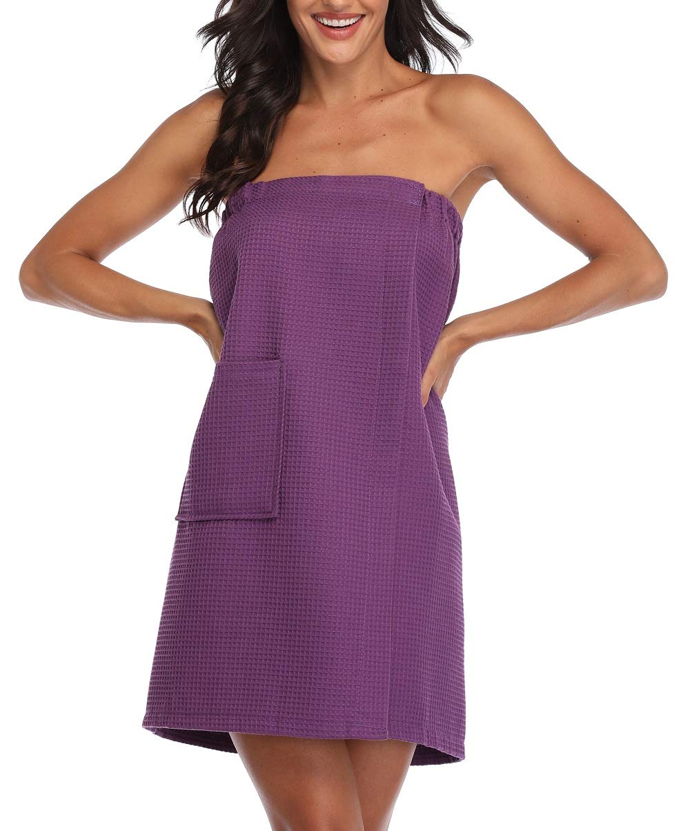 Women's Waffle Spa Bath Wrap Towel - Adjustable Closure Ultra Absorbent Cover Up for Shower, Pool & Beach - Soft Quick Dry Robe for Women After Bathing or Swimming