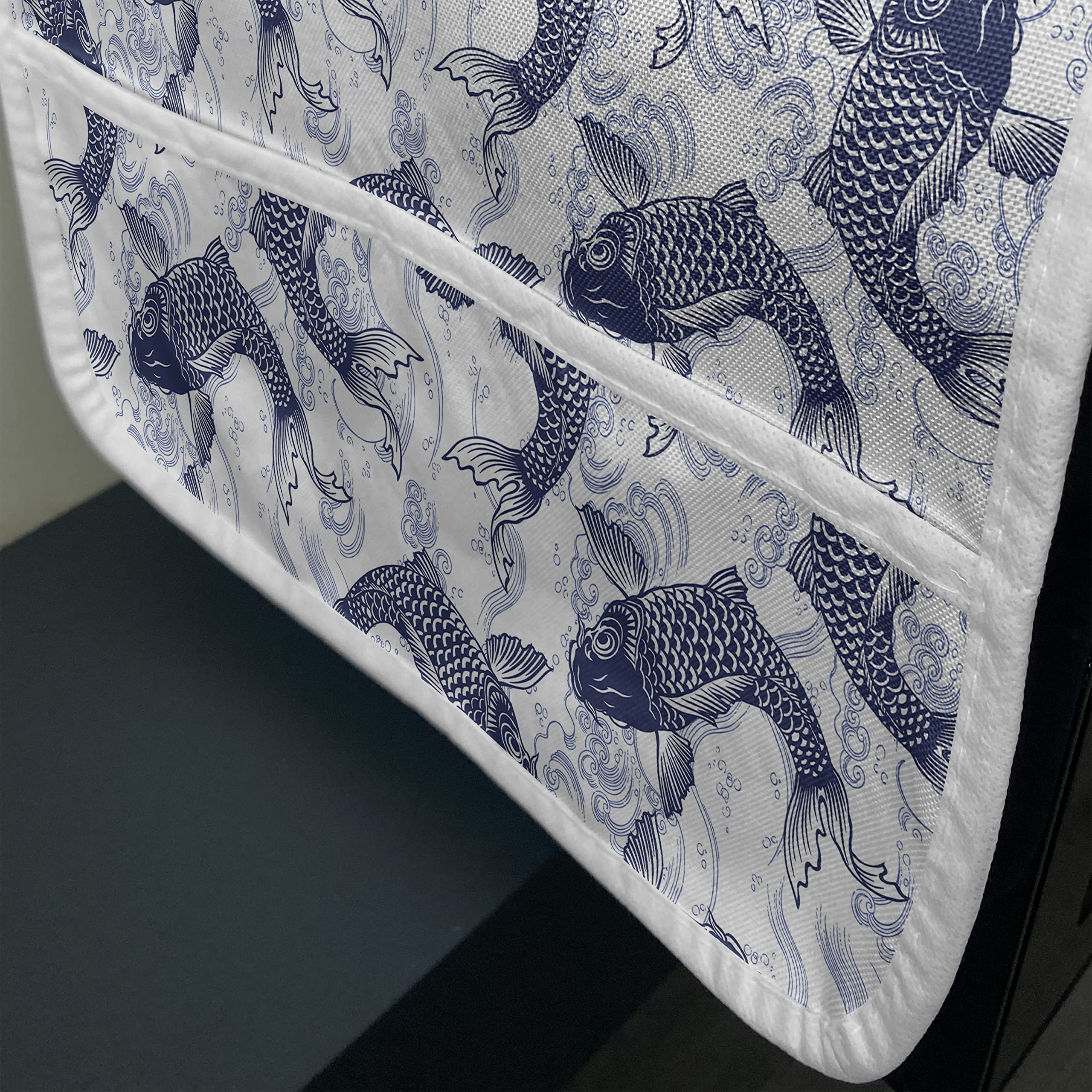 Ambesonne Microwave Cover with Japanese Koi Fish Design - Waterproof Kitchen Organizer with Pockets, 36