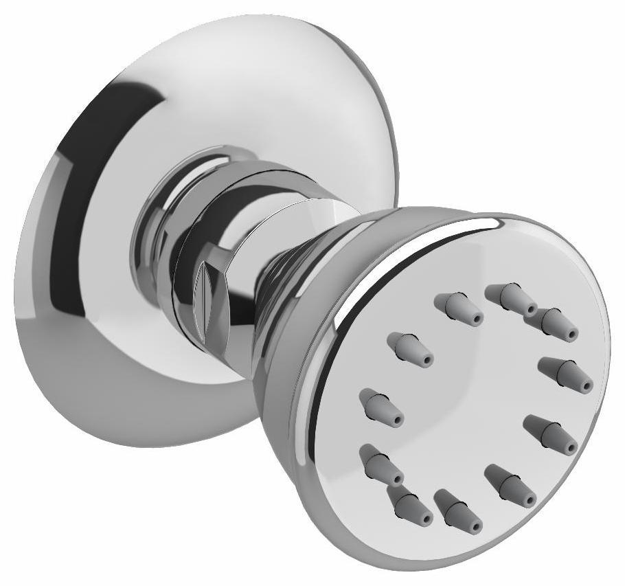 RIOBEL 327C Chrome Round Body Spray Shower Head - High Pressure Water Saving Showerhead for Bathroom, Spa & Relaxation