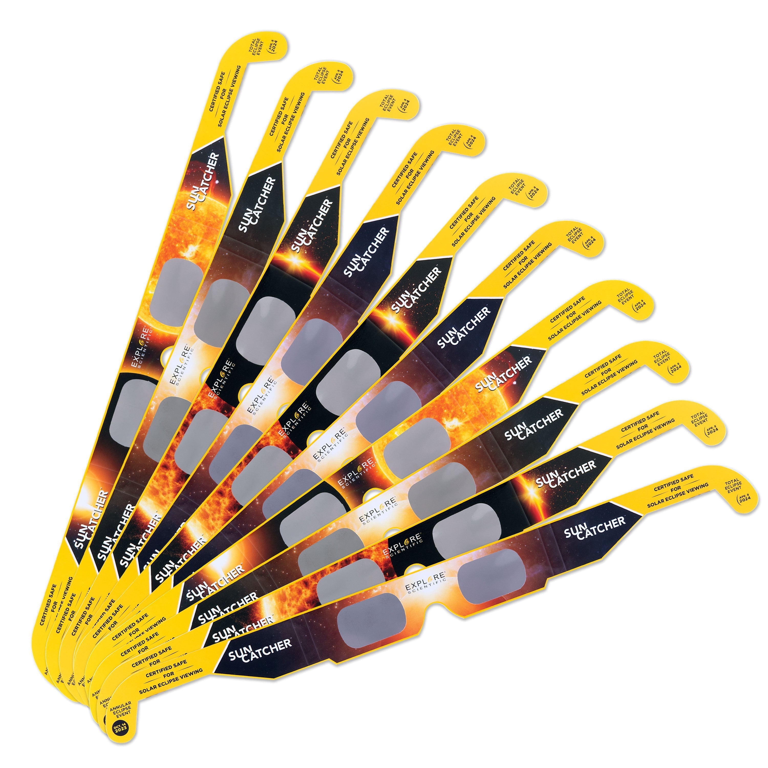 Sun Catcher Solar Eclipse Glasses - 100 Pack Assortment with Counter Display - ISO & CE Certified for Safe Solar Viewing - Perfect for Astronomy Events, School Activities & Outdoor Festivals