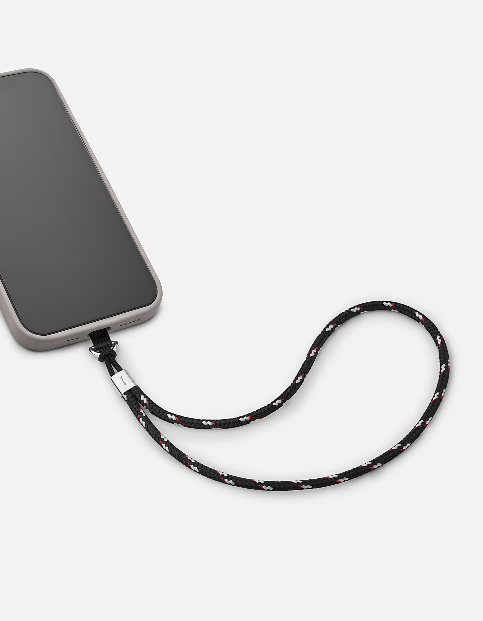 Premium Rope Phone Strap - Sterling Silver & Black Lanyard for Smartphones | Secure & Stylish Phone Accessory for Everyday Use, Travel, and Outdoor Activities