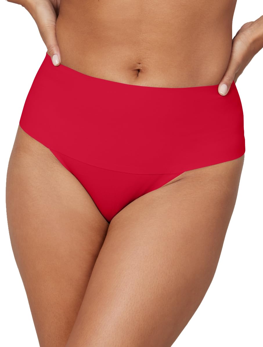 SPANX Undetectable Thong - Red Pop Seamless Panties for Women | Comfortable Invisible Underwear for Everyday Wear, Workout & Special Occasions