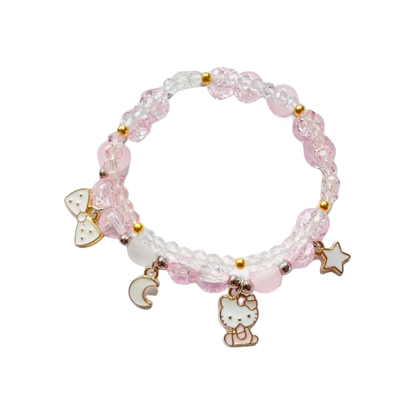 NIQIPOK Cute Cartoon Kawaii Crystal Bead Bracelet - Elastic Beaded Friendship Bracelet for Women & Girls - Anime Matching Relationship Bracelet Set - Perfect for Gifts, Parties & Everyday Wear