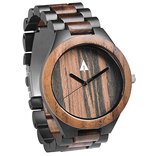 Premium Treehut Men's Wooden Analog Watch with Stainless Steel Band - Quartz Movement, Water Resistant - Perfect for Casual, Business & Outdoor Activities