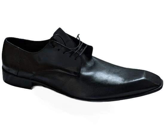 DPSLUS45 Black Pele Lace Up Leather Shoes for Men - Comfortable & Stylish Casual Dress Shoes for Work, Office, and Formal Occasions