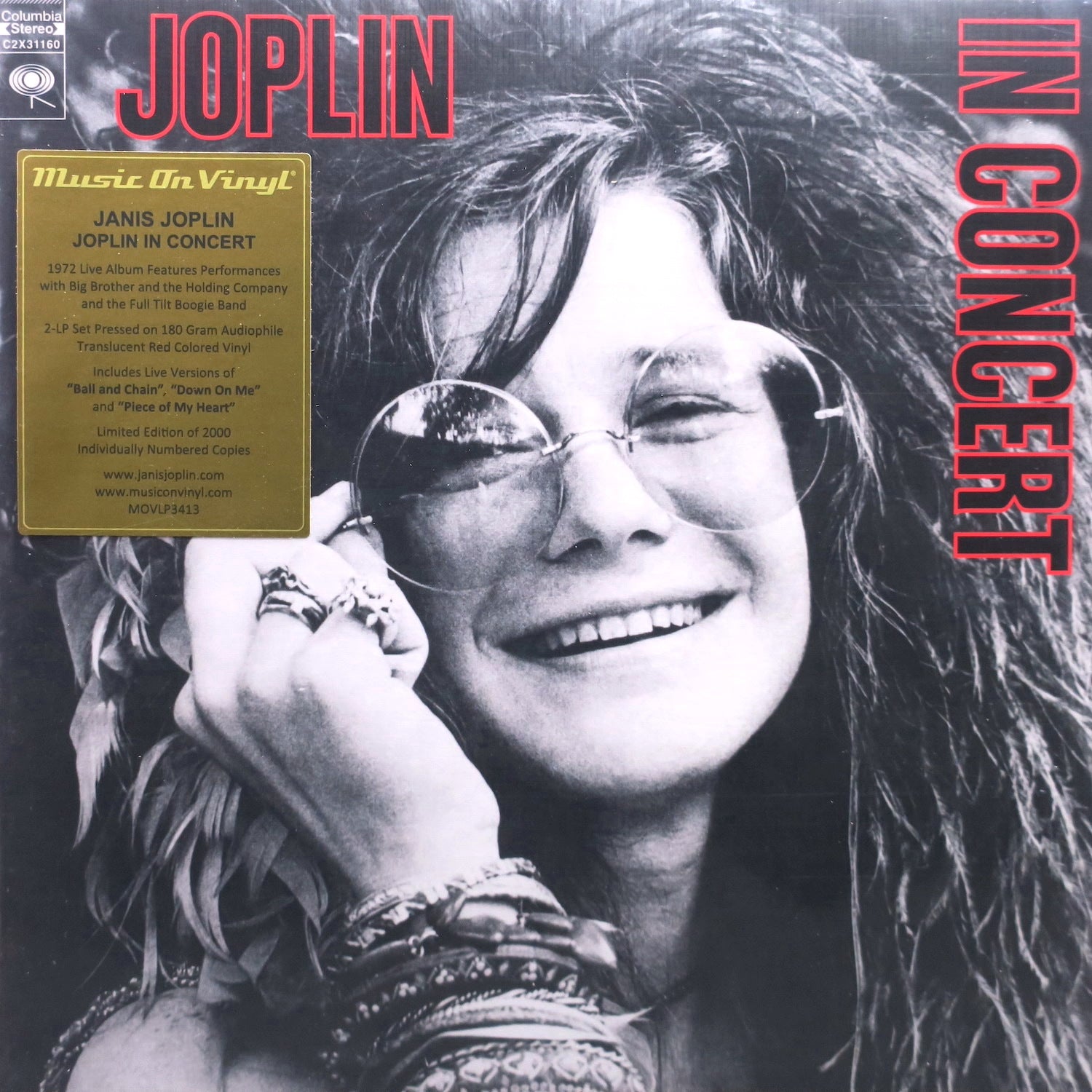 Janis Joplin 'Joplin In Concert' 180g Red Vinyl 2LP Record - Limited Edition Rock Music Album for Collectors & Audiophiles - Perfect for Home Listening & Vintage Music Enthusiasts