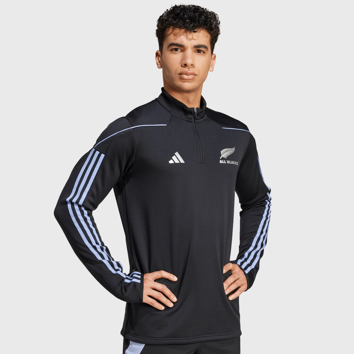 Adidas All Blacks Fleece Jacket - Black/Blue Spark - Warm & Comfortable Rugby Training Wear for Men - Perfect for Cold Weather & Outdoor Sports