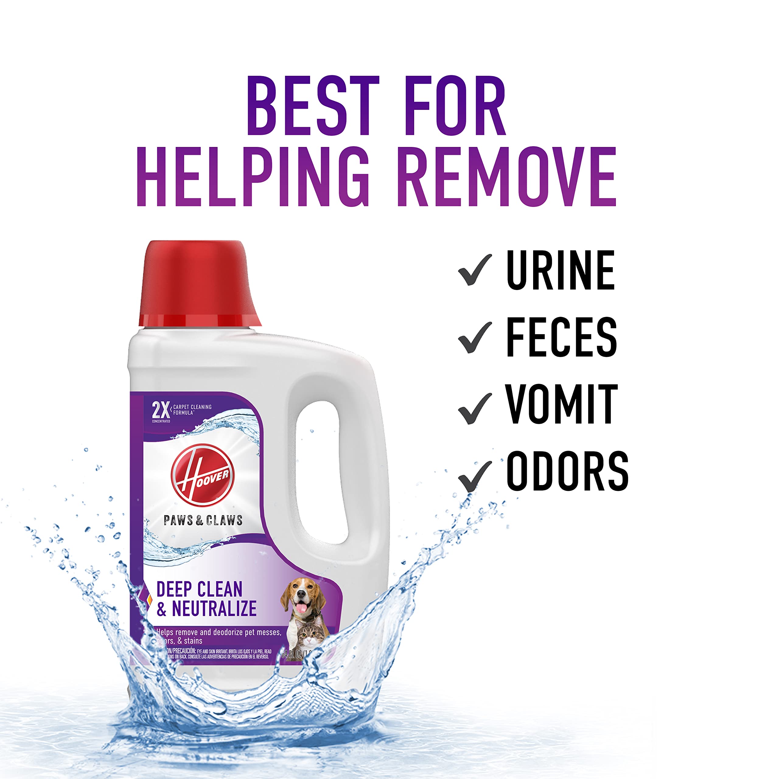 Hoover PowerDash Pet Advanced Compact Carpet Cleaner Machine with Paws & Claws Deep Cleaning Shampoo & Renewal Shampoo - Stain Guard for Pet Hair, Odor Removal - Perfect for Home, Office, and Pet Areas