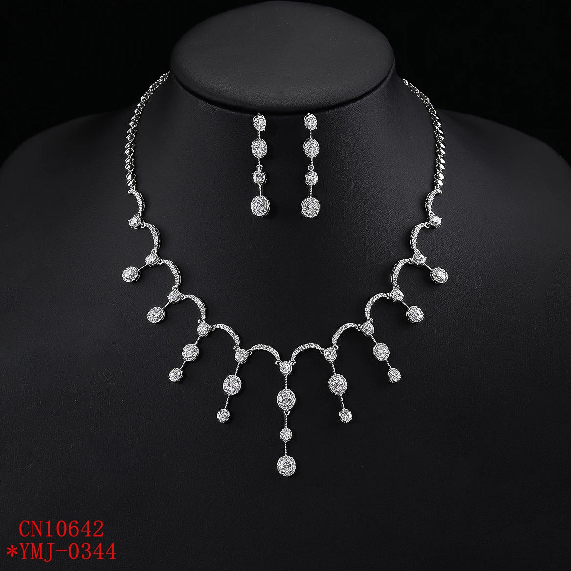 Elegant Cubic Zirconia Earrings and Necklace Jewelry Set for Women - Perfect for Weddings, Parties & Special Occasions | CN10642